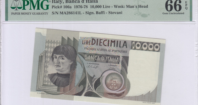 Italy 10,000 Lire 1976 P106a PMG66 EPQ Italy 10,000 Lire 1976 P106a PMG66 EPQ