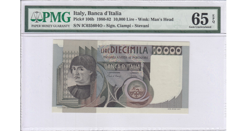 Italy 10000 Livre 3.11.1982 P106b PMG65 EPQ Italy 10000 Livre 3.11.1982 P106b PMG65 EPQ