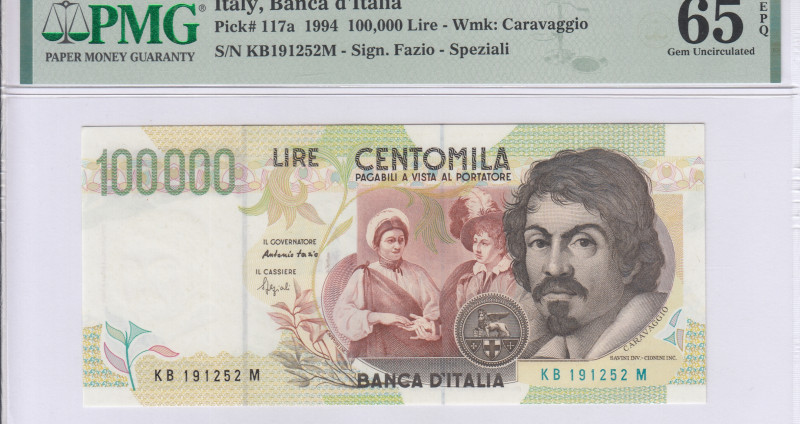 Italy 100,000 Lire 6.5.1994 P117a PMG65 EPQ Italy 100,000 Lire 6.5.1994 P117a PMG65 EPQ