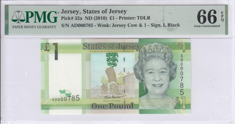 Jersey 1 Pound ND 2010 P32a PMG66 EPQ