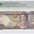 Jersey 5 Pounds 1976-88 P12a PMG66 EPQ Jersey 5 Pounds 1976-88 P12a PMG66 EPQ