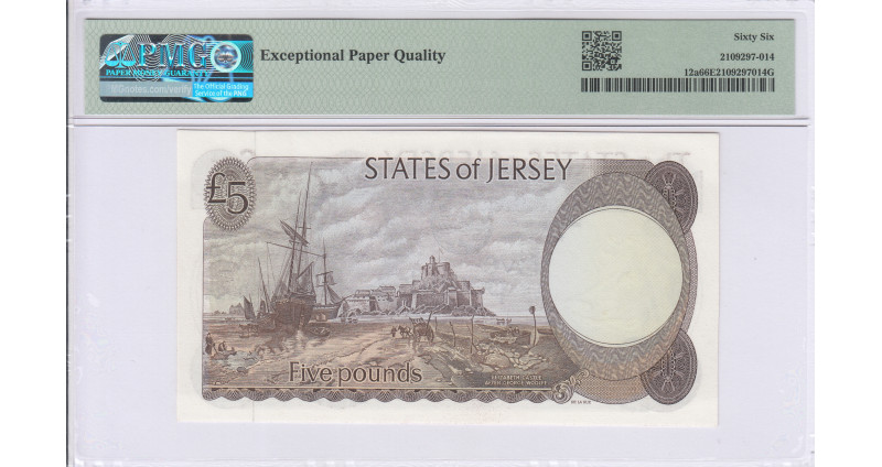 Jersey 5 Pounds 1976-88 P12a PMG66 EPQ Jersey 5 Pounds 1976-88 P12a PMG66 EPQ