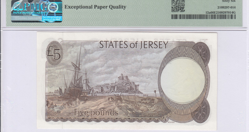 Jersey 5 Pounds 1976-88 P12a PMG66 EPQ Jersey 5 Pounds 1976-88 P12a PMG66 EPQ