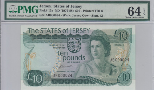 Jersey 10 Pounds 1976-88 P13a PMG64 EPQ