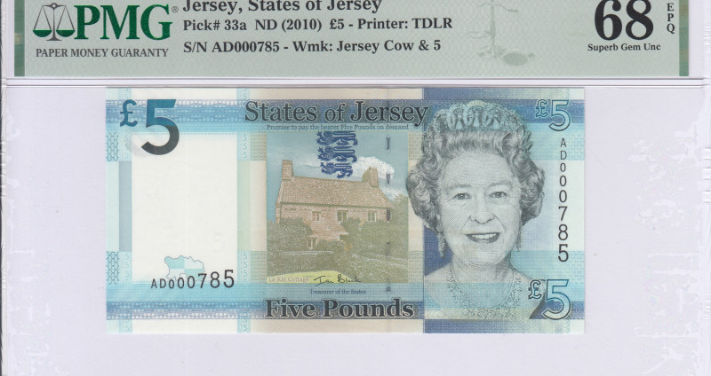Jersey 5 Pound ND 2010 P33a PMG68 EPQ Jersey 5 Pound ND 2010 P33a PMG68 EPQ