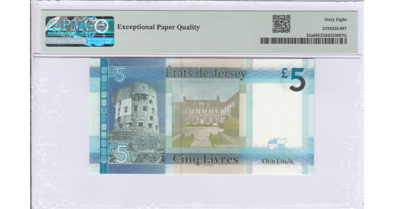 Jersey 5 Pound ND 2010 P33a PMG68 EPQ Jersey 5 Pound ND 2010 P33a PMG68 EPQ