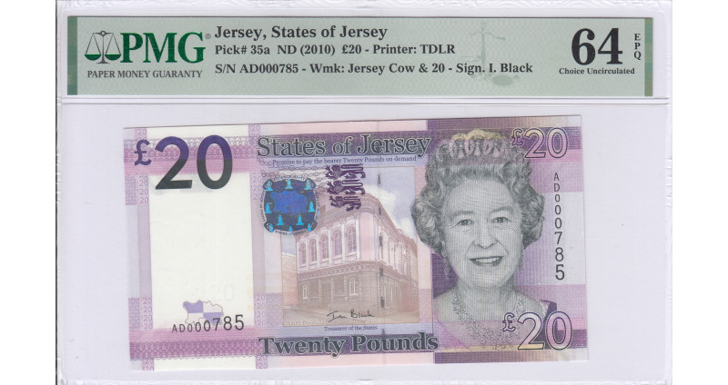 Jersey 20 Pound ND 2010 P35a PMG64 EPQ