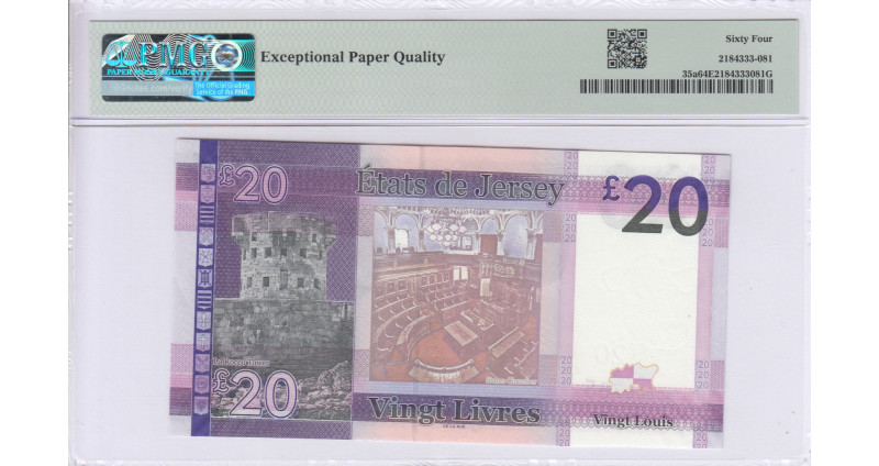 Jersey 20 Pound ND 2010 P35a PMG64 EPQ Jersey 20 Pound ND 2010 P35a PMG64 EPQ