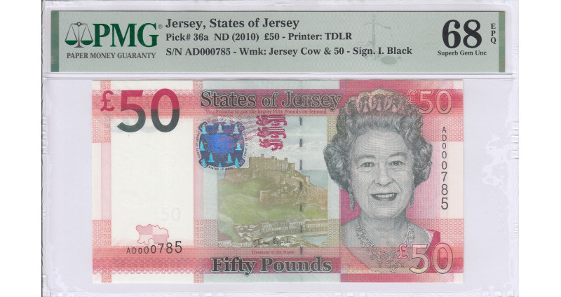 Jersey 50 Pound ND 2010 P36a PMG68 EPQ