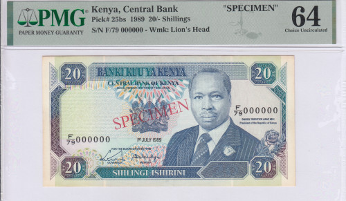 Kenya 20/- Shillings 1.7.1989 P25bs PMG64