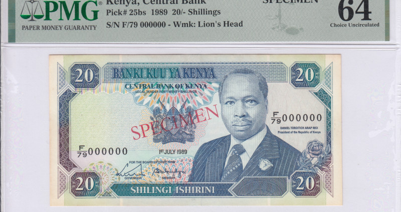 Kenya 20/- Shillings 1.7.1989 P25bs PMG64 Kenya 20/- Shillings 1.7.1989 P25bs PMG64