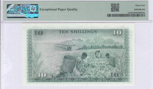 Kenya 10/- Shillings 1.7.1972 P7c PMG64 EPQ
