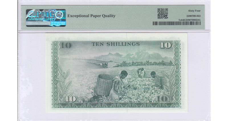 Kenya 10/- Shillings 1.7.1972 P7c PMG64 EPQ Kenya 10/- Shillings 1.7.1972 P7c PMG64 EPQ