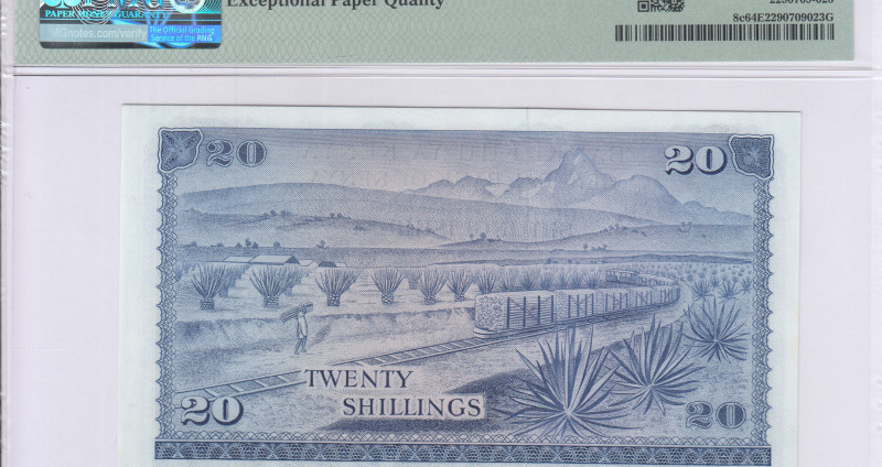 Kenya 20/- Shillings 1.7.1972 P8c PMG64 EPQ Kenya 20/- Shillings 1.7.1972 P8c PMG64 EPQ