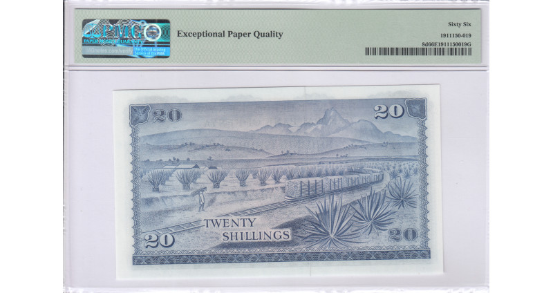 Kenya 20/- Shillings 1.7.1973 P8d PMG66 EPQ Kenya 20/- Shillings 1.7.1973 P8d PMG66 EPQ