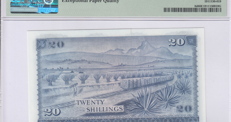 Kenya 20/- Shillings 1.7.1973 P8d PMG66 EPQ Kenya 20/- Shillings 1.7.1973 P8d PMG66 EPQ