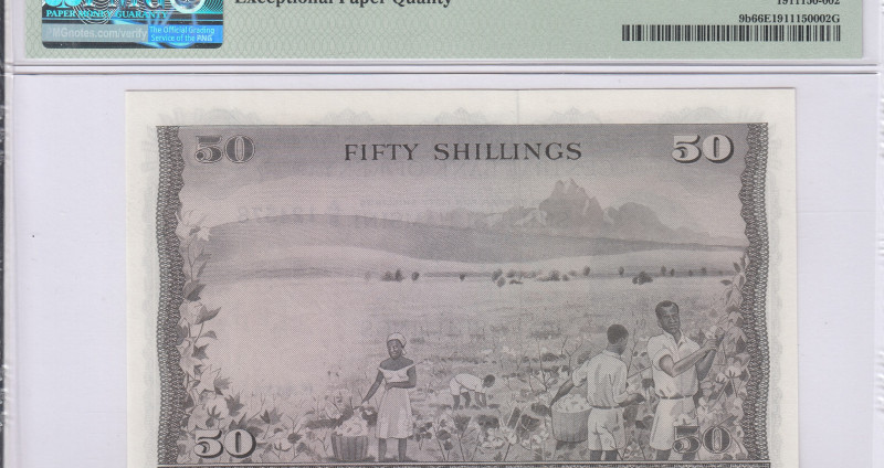 Kenya 50/- Shillings 1.7.1971 P9b PMG66 EPQ Kenya 50/- Shillings 1.7.1971 P9b PMG66 EPQ