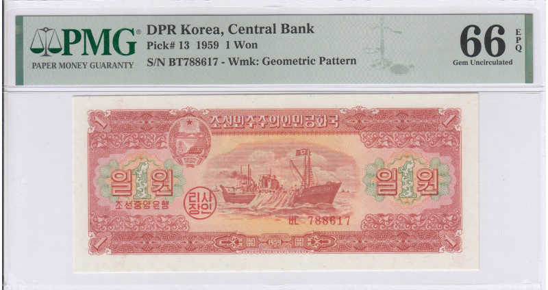North Korea 1 Won 1959 P13 PMG66 EPQ North Korea 1 Won 1959 P13 PMG66 EPQ