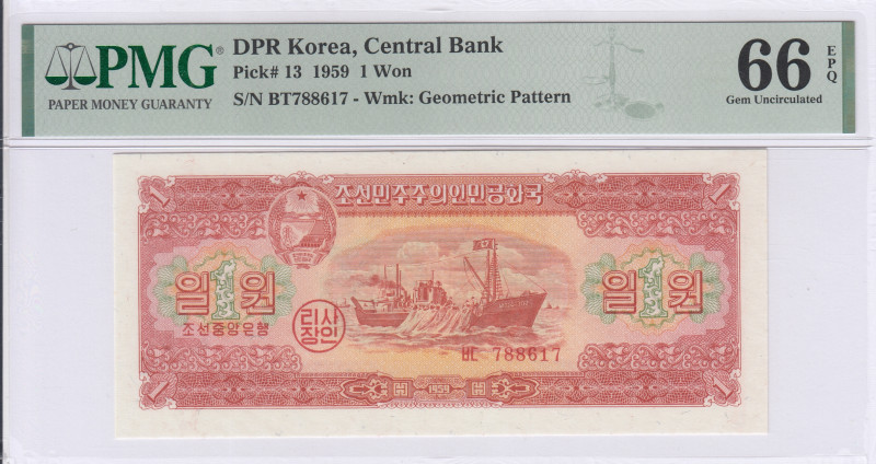 North Korea 1 Won 1959 P13 PMG66 EPQ North Korea 1 Won 1959 P13 PMG66 EPQ