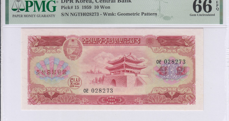 North Korea 10 Won 1959 P15 PMG66 EPQ North Korea 10 Won 1959 P15 PMG66 EPQ