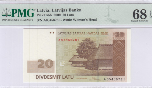 Latvia 20 Latu 2009 P55b PMG68 EPQ