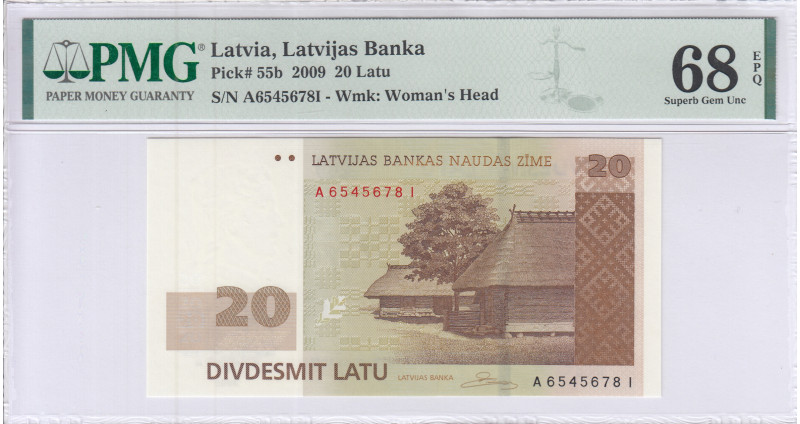 Latvia 20 Latu 2009 P55b PMG68 EPQ