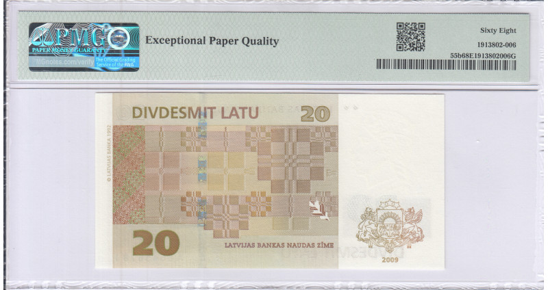 Latvia 20 Latu 2009 P55b PMG68 EPQ Latvia 20 Latu 2009 P55b PMG68 EPQ