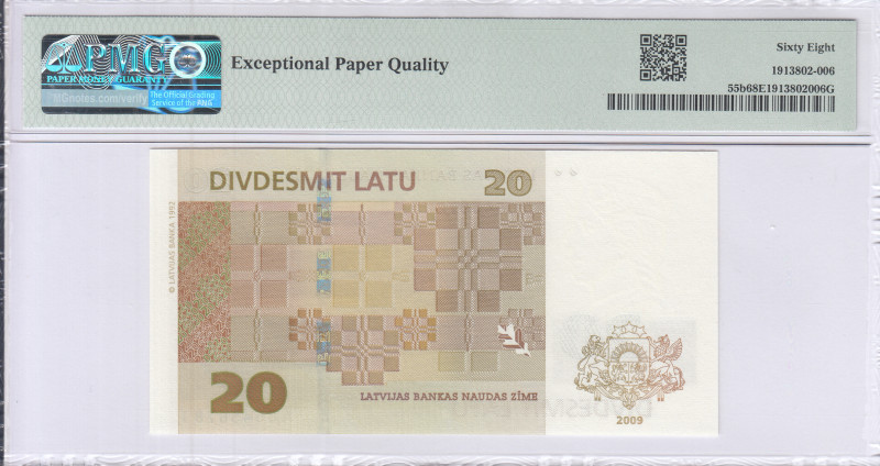 Latvia 20 Latu 2009 P55b PMG68 EPQ Latvia 20 Latu 2009 P55b PMG68 EPQ