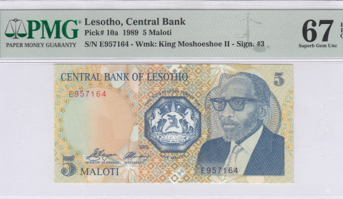 Lesotho 5 Maloti 1990 P10a PMG67 EPQ