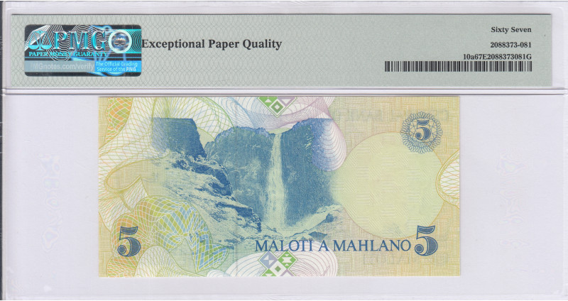 Lesotho 5 Maloti 1990 P10a PMG67 EPQ Lesotho 5 Maloti 1990 P10a PMG67 EPQ