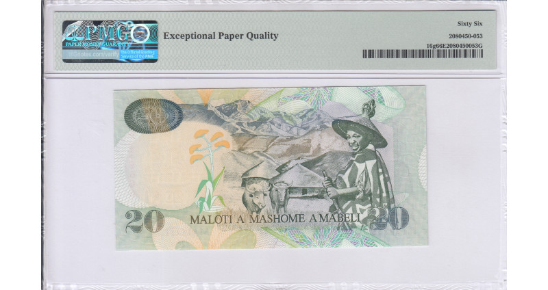 Lesotho 20 Maloti 2009 P16g PMG66 EPQ Lesotho 20 Maloti 2009 P16g PMG66 EPQ