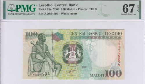 Lesotho 100 Maloti 2009 P19e PMG67 EPQ