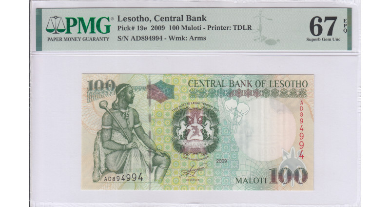 Lesotho 100 Maloti 2009 P19e PMG67 EPQ