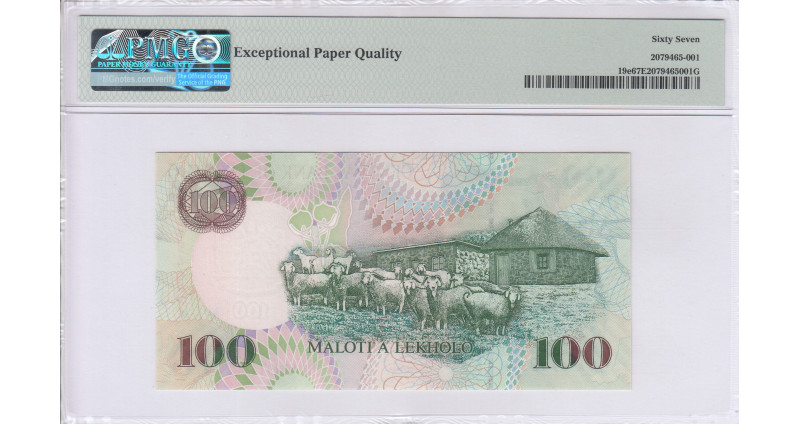 Lesotho 100 Maloti 2009 P19e PMG67 EPQ Lesotho 100 Maloti 2009 P19e PMG67 EPQ