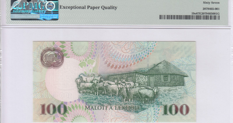 Lesotho 100 Maloti 2009 P19e PMG67 EPQ Lesotho 100 Maloti 2009 P19e PMG67 EPQ
