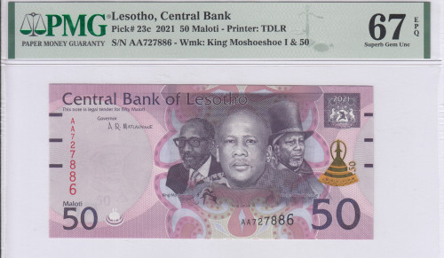 Lesotho 50 Maloti 2021 P23c PMG67 EPQ