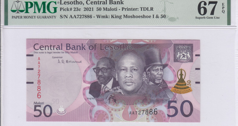 Lesotho 50 Maloti 2021 P23c PMG67 EPQ Lesotho 50 Maloti 2021 P23c PMG67 EPQ