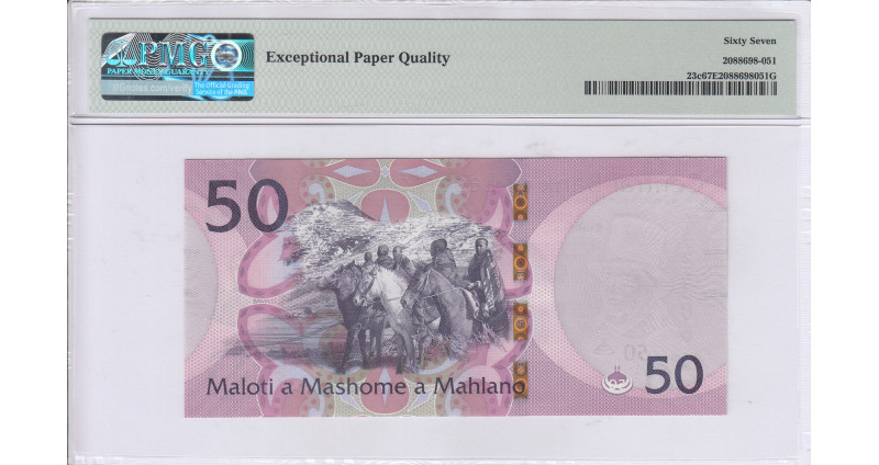 Lesotho 50 Maloti 2021 P23c PMG67 EPQ Lesotho 50 Maloti 2021 P23c PMG67 EPQ