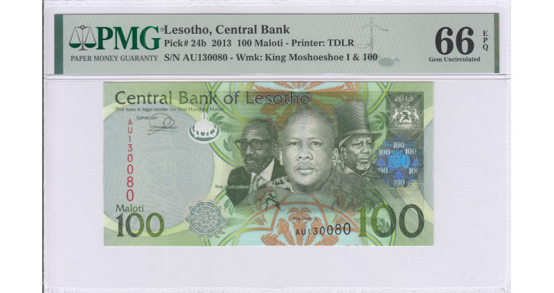 Lesotho 100 Maloti 2013 P24b PMG66 EPQ Lesotho 100 Maloti 2013 P24b PMG66 EPQ