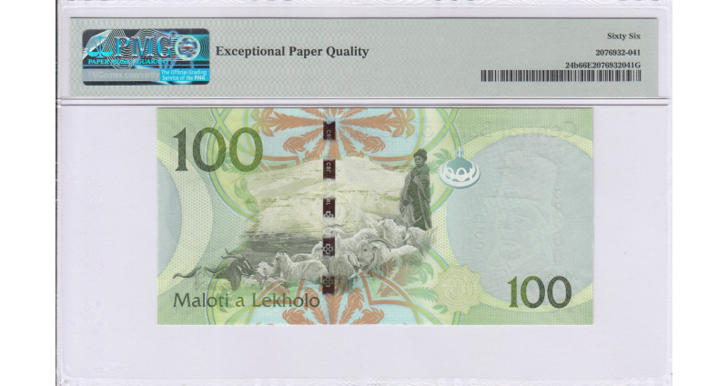 Lesotho 100 Maloti 2013 P24b PMG66 EPQ Lesotho 100 Maloti 2013 P24b PMG66 EPQ