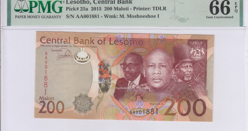 Lesotho 200 Maloti 2015 P25a PMG66 EPQ Lesotho 200 Maloti 2015 P25a PMG66 EPQ