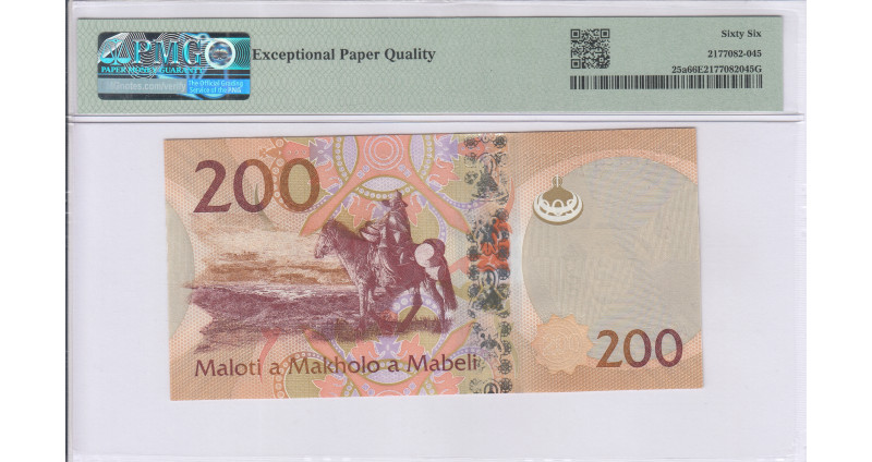 Lesotho 200 Maloti 2015 P25a PMG66 EPQ Lesotho 200 Maloti 2015 P25a PMG66 EPQ