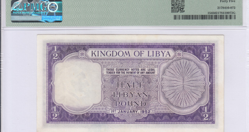 Libya 1/2 Pound 1952 P15 PMG45 Libya 1/2 Pound 1952 P15 PMG45