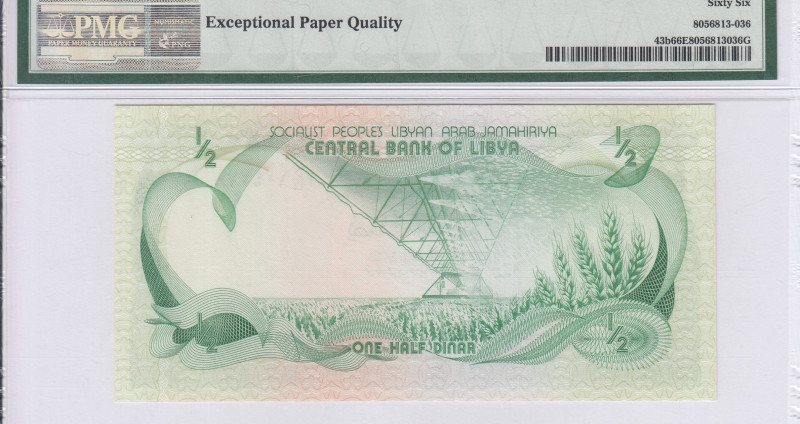 Libya 1/2 Dinar 1981 P43b PMG66 EPQ Libya 1/2 Dinar 1981 P43b PMG66 EPQ