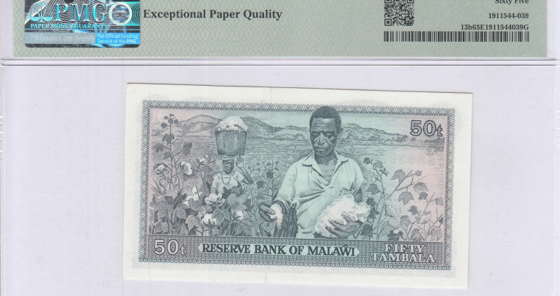 Malawi 50 Tambala 1.7.1978 P13b PMG65 EPQ Malawi 50 Tambala 1.7.1978 P13b PMG65 EPQ