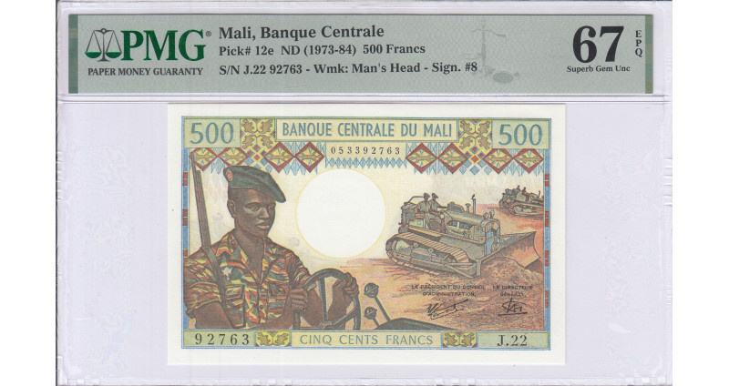 Mali 500 Francs ND(1973-84) P12e PMG67 EPQ
