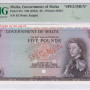 Malta 5 Pounds ND 1961 P27s PMG63 (Specimen)