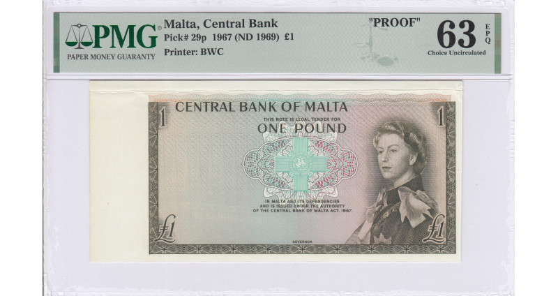 Malta 1 Pounds 1967 (ND1969) P29p PMG63 EPQ (Proof) Malta 1 Pounds 1967 (ND1969) P29p PMG63 EPQ (Proof)