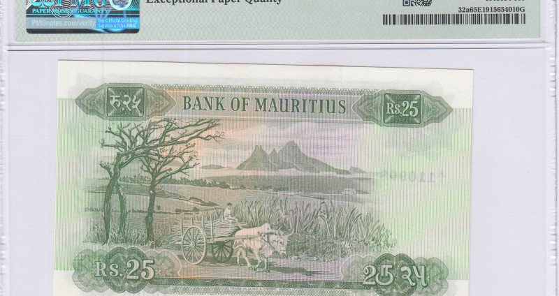Mauritius 25 Rupees ND 1967 P32a PMG65 EPQ Mauritius 25 Rupees ND 1967 P32a PMG65 EPQ