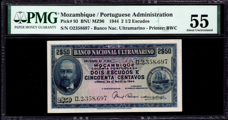Mozambique 2$50 Escudos 23.5.1944 P93 PMG55